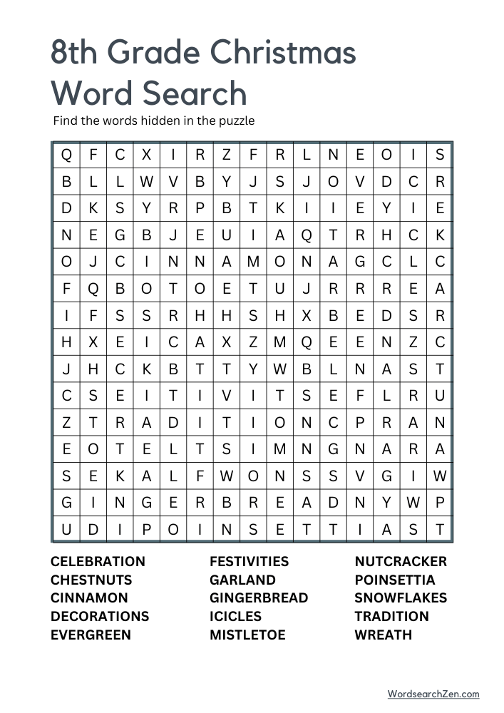 8th-Grade-Christmas-Word-Search