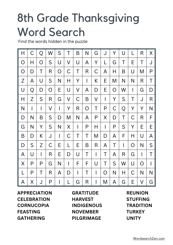 8th-Grade-Thanksgiving-Word-Search