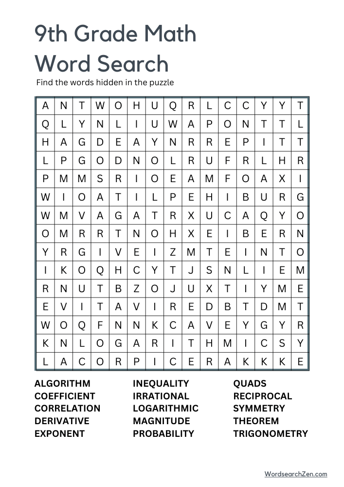 9th-Grade-Math-Word-Search