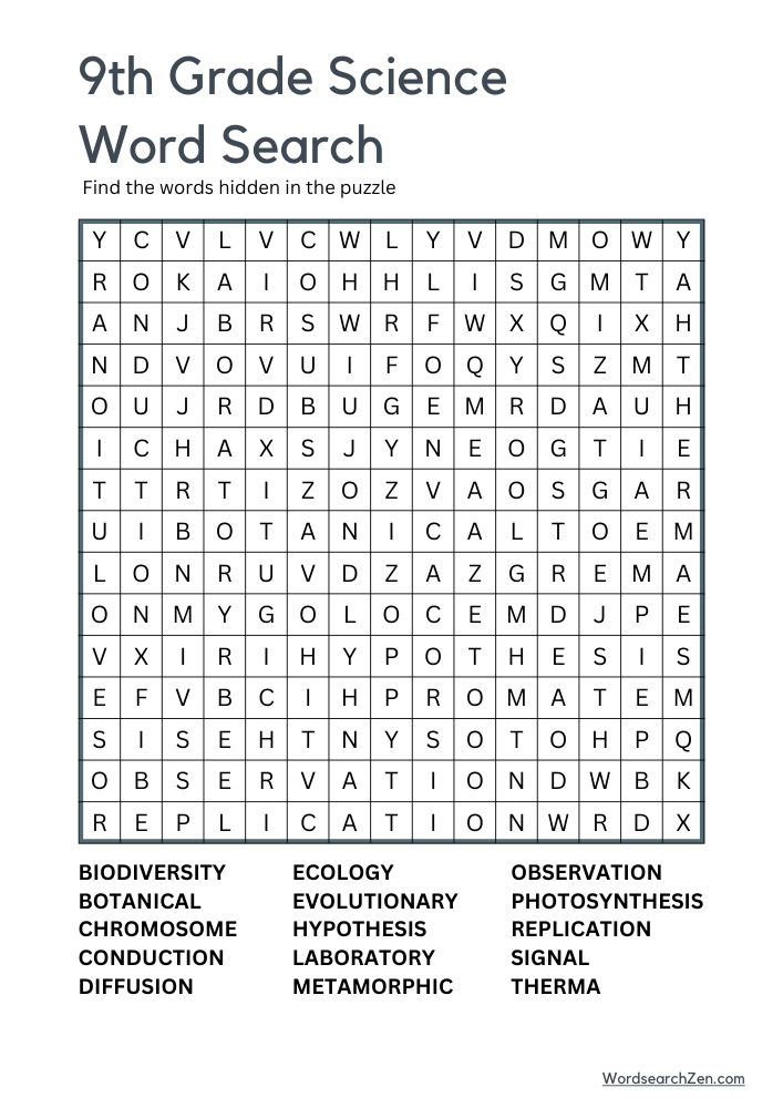 9th-Grade-Science-Word-Search