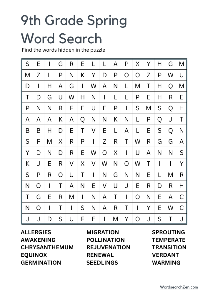 9th-Grade-Spring-Word-Search