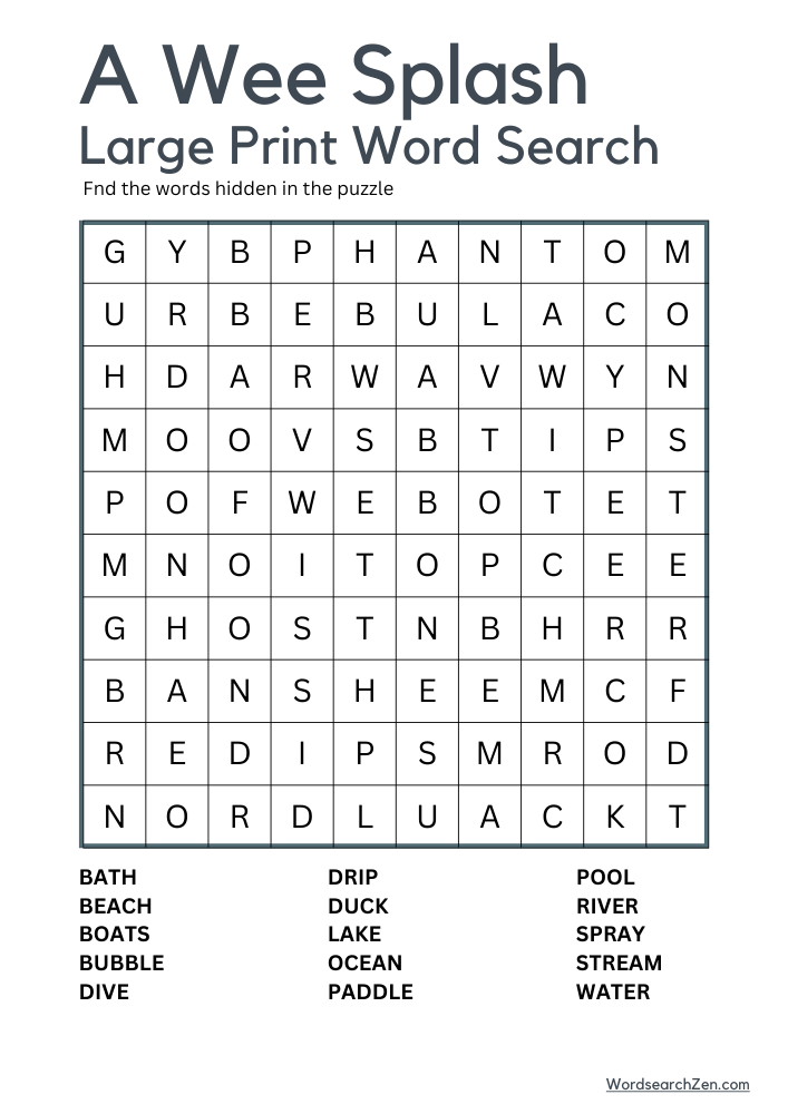 A-Wee-Splash-Large-Print-Word-Search