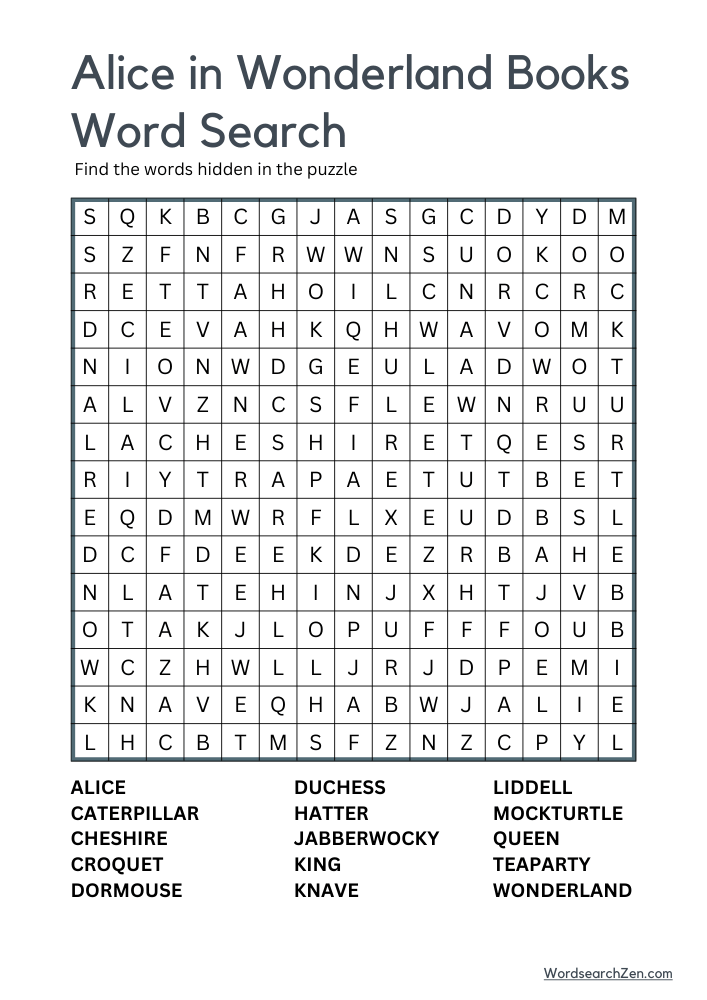 Alice-In-Wonderland-Books-Word-Search