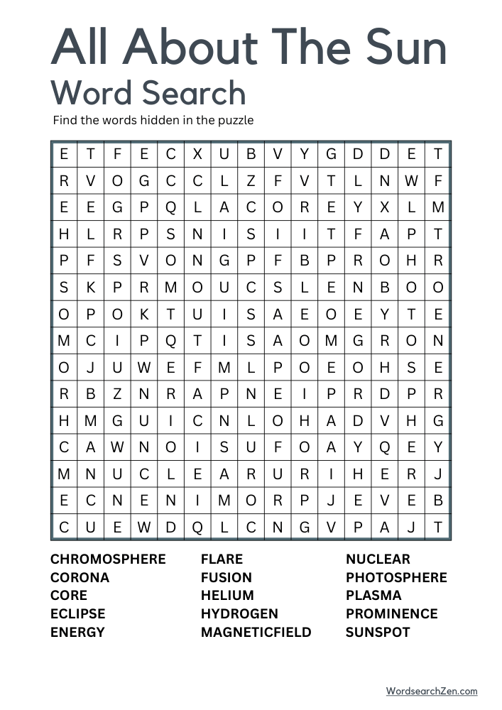 All-About-The-Sun-Word-Search