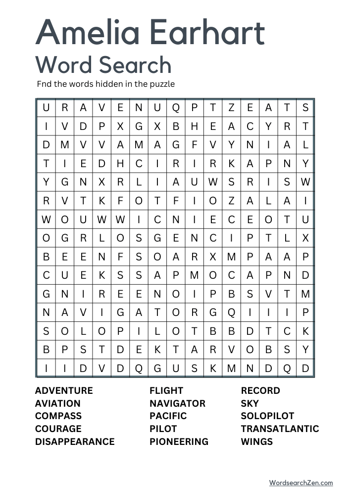 Amelia-Earhart-Word-Search