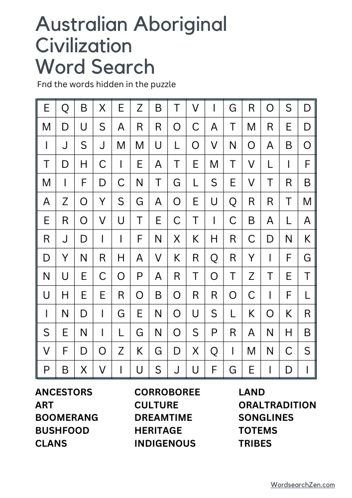 Australian-Aboriginal-Civilization -Word-Search