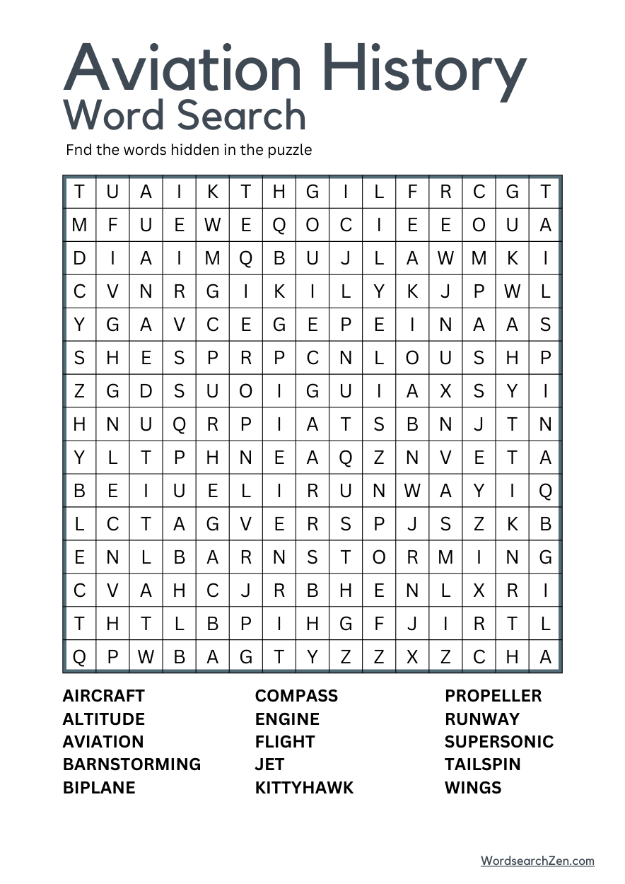 Aviation-History -Word-Search