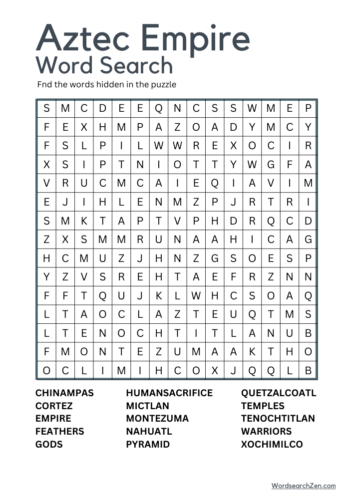 Aztec-Empire-Word-Search