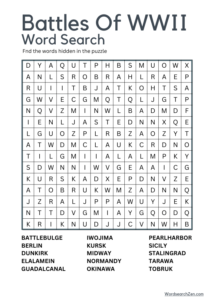 Battles -Of-WII -Word-Search