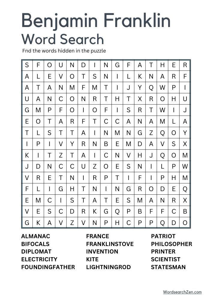 Benjamin-Franklin-Word-Search