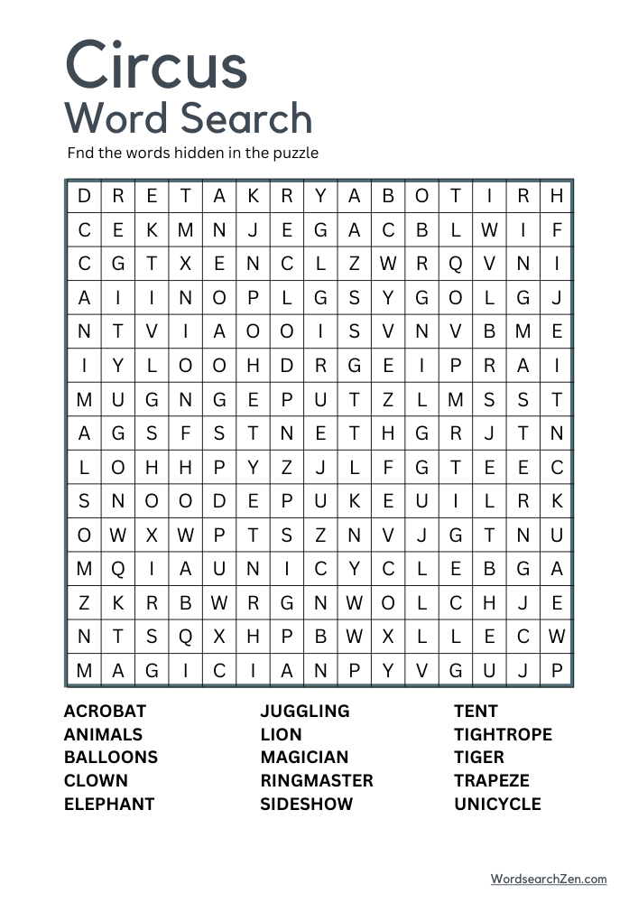 Circus-Word-Search