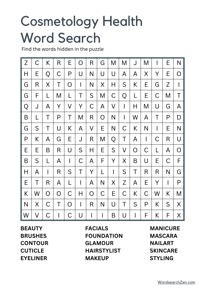 Cosmetology-Health-Word-Search