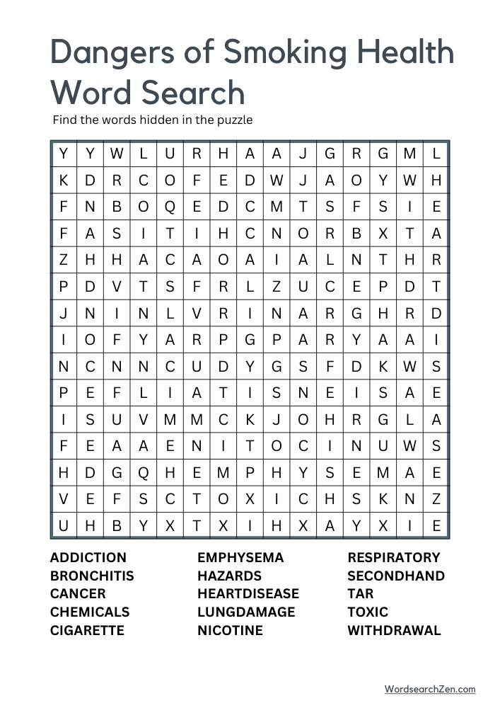 Dangers-of-Smoking-Health-Word-Search