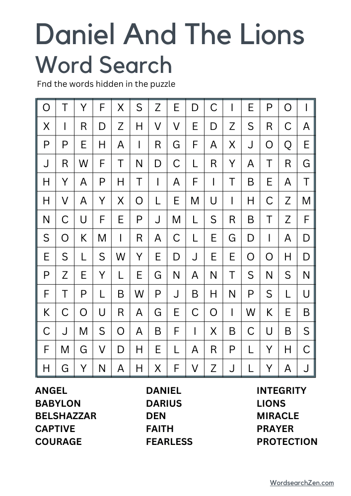 Daniel-And-The-Lions-Word-Search