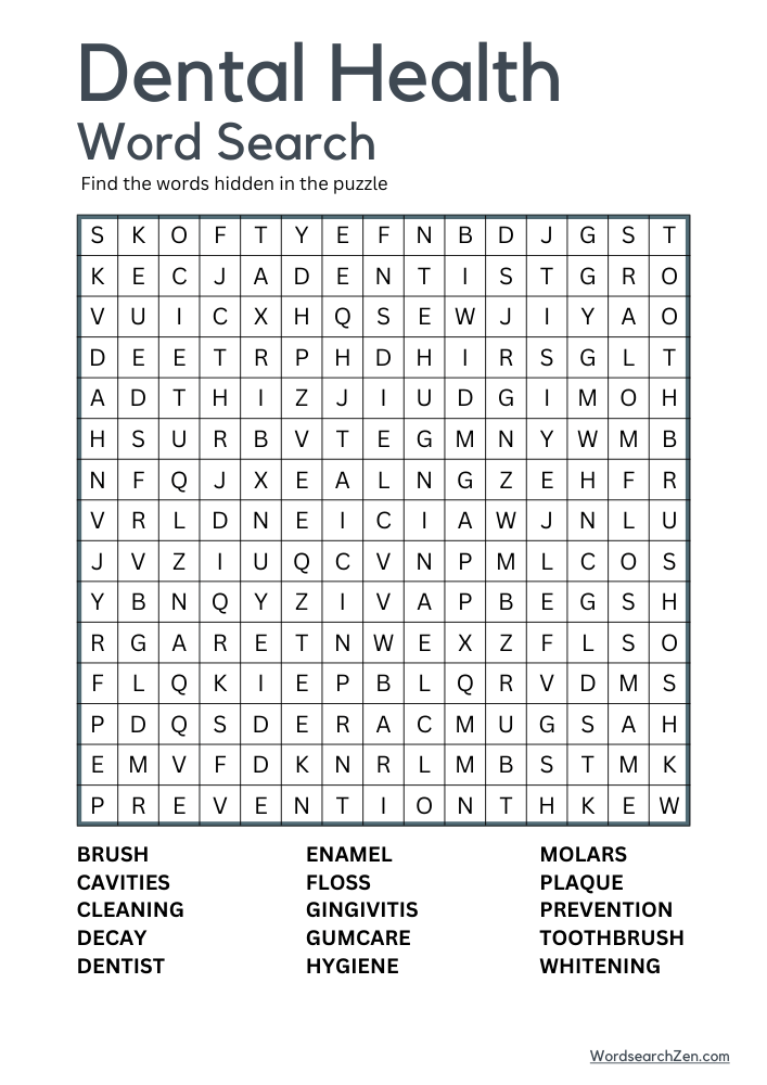 Dental-Health-Word-Search