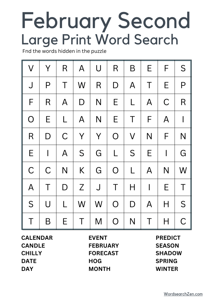 February-Second-Large-Print-Word-Search