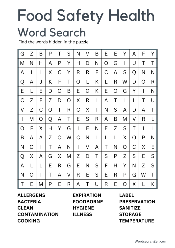 Food-Safety-Health-Word-Search