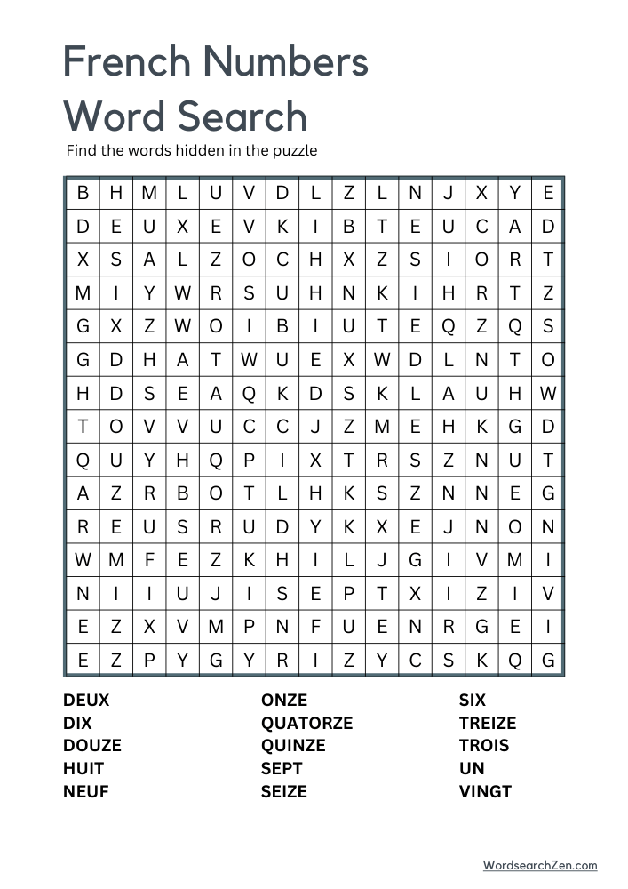 French-Numbers-Word-Search