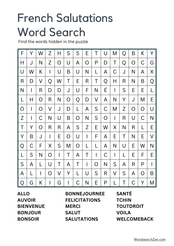 French-Salutations-Word-Search