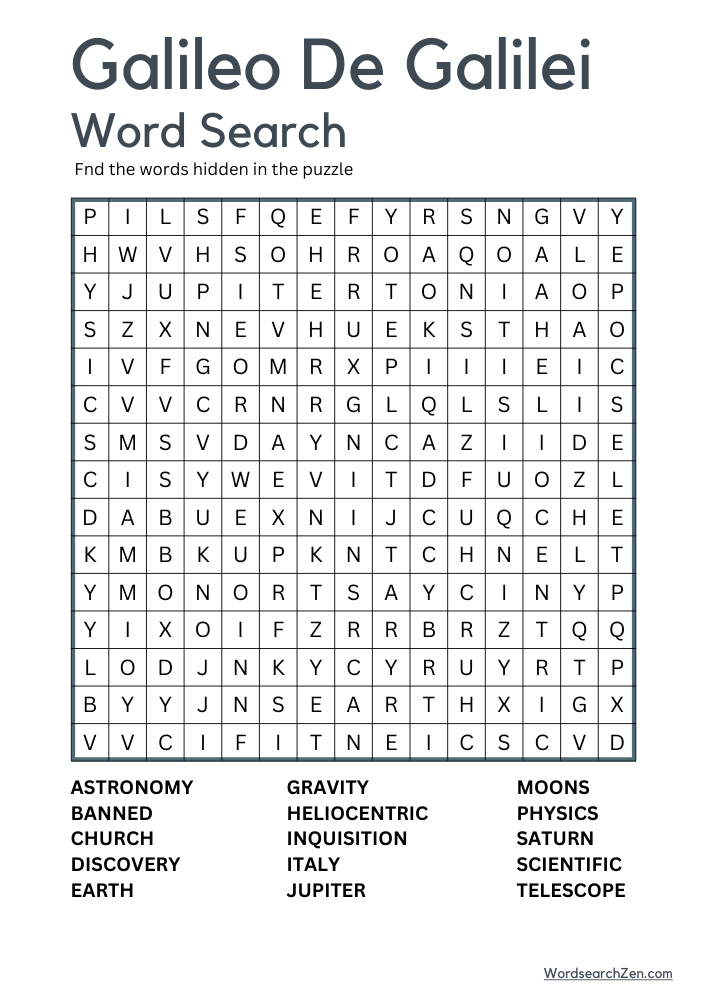 Galileo-De-Galilei -Word-Search