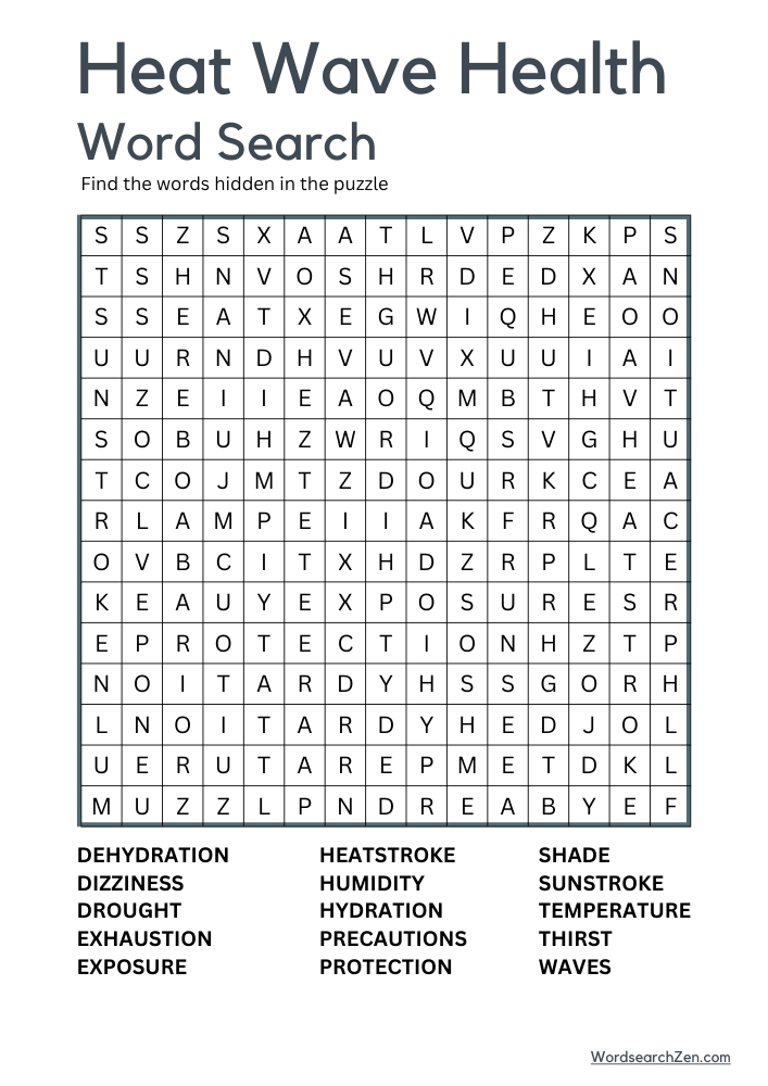 Heat-Wave-Health-Word-Search