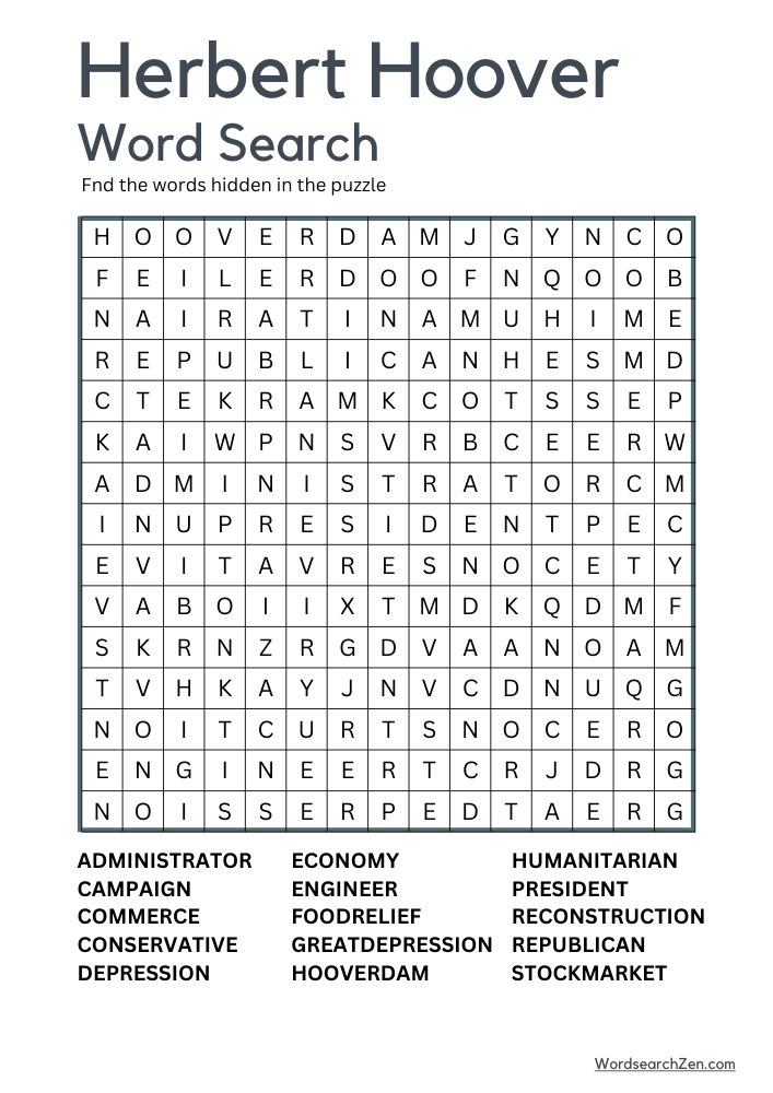 Herbert-Hoover-Word-Search