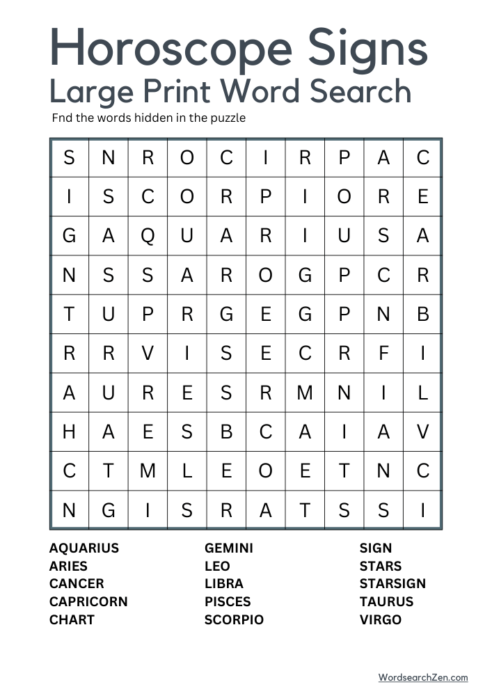 Horoscope-Signs-Large-Print-Word-Search