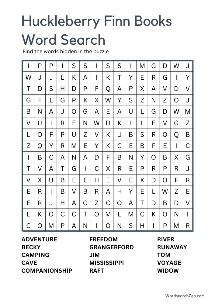 Huckleberry_Finn-Books-Word-Search