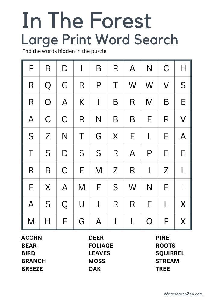 In-The-Forest-Large-Print-Word-Search