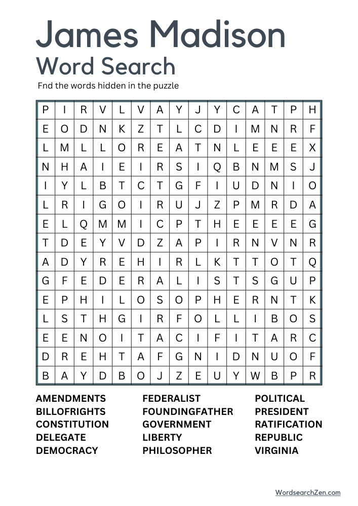 James-Madison -Word-Search