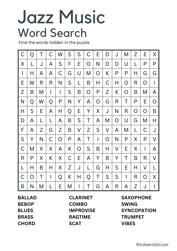 Jazz-Music-Word-Search