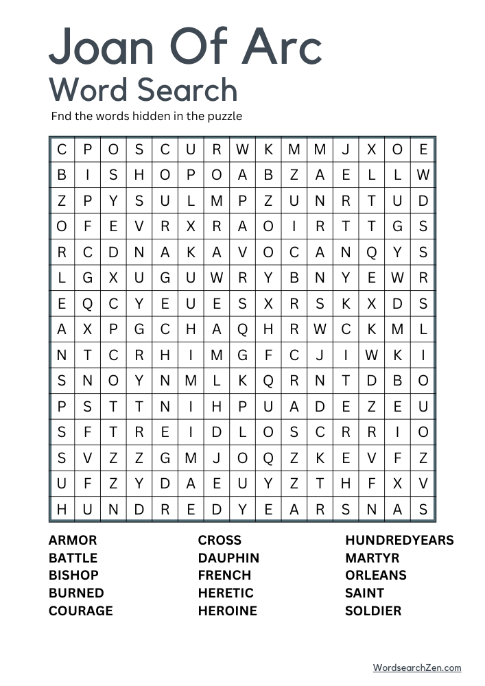 Joan-Of-Arc -Word-Search