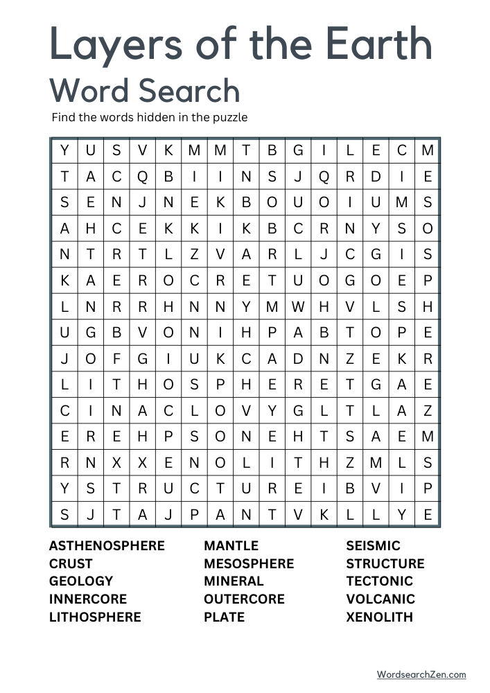 Layers-Of-The-Earth-Word-Search