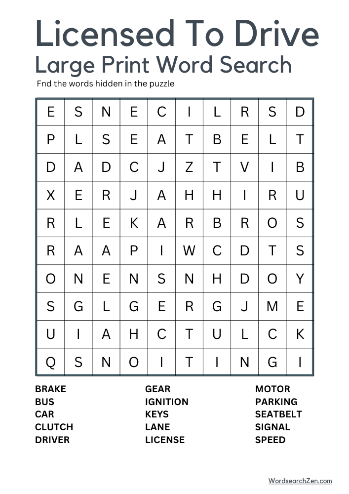 Licensed-To-Drive-Large-Print-Word-Search