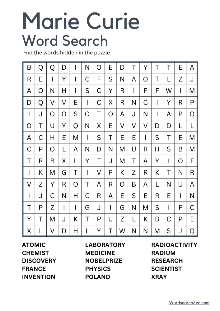 Marie-Curie-Word-Search