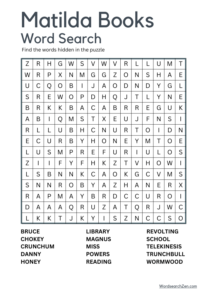 Matilda-Books-Word-Search