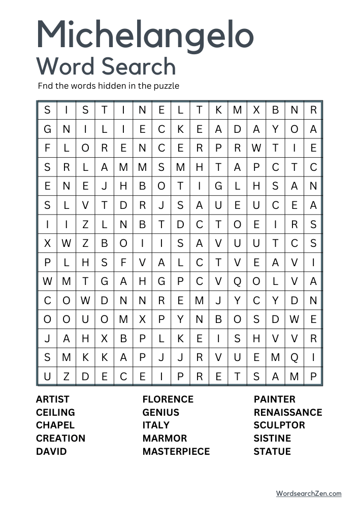 Michelangelo-Word-Search