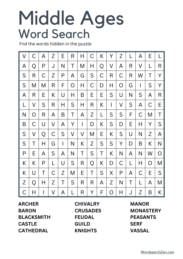 Middle-Ages-Word-Search