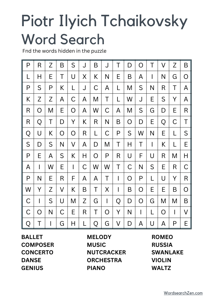 Piotr-Ilyich-Tchaikovsky-Picasso-Word-Search