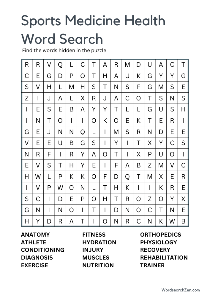 Sports-Medicine-Health-Word-Search