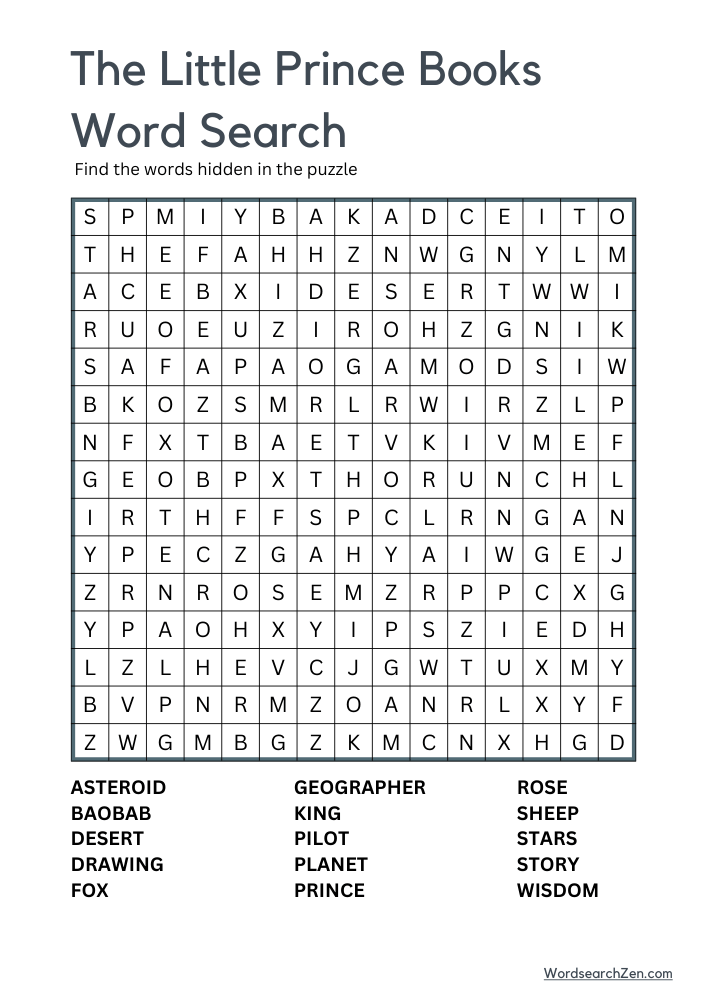 The-Little-Prince-Books-Word-Search