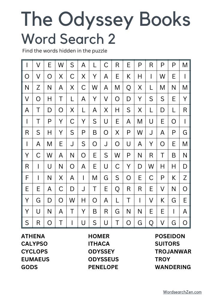 The Odyssey Books Word Search