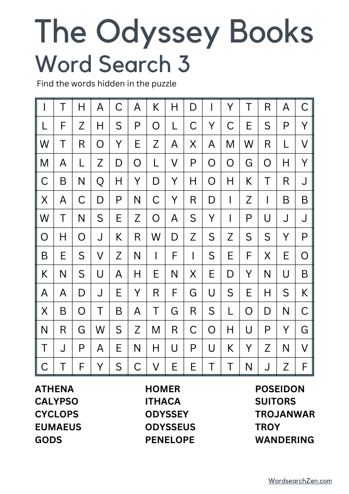 The Odyssey Books Word Search