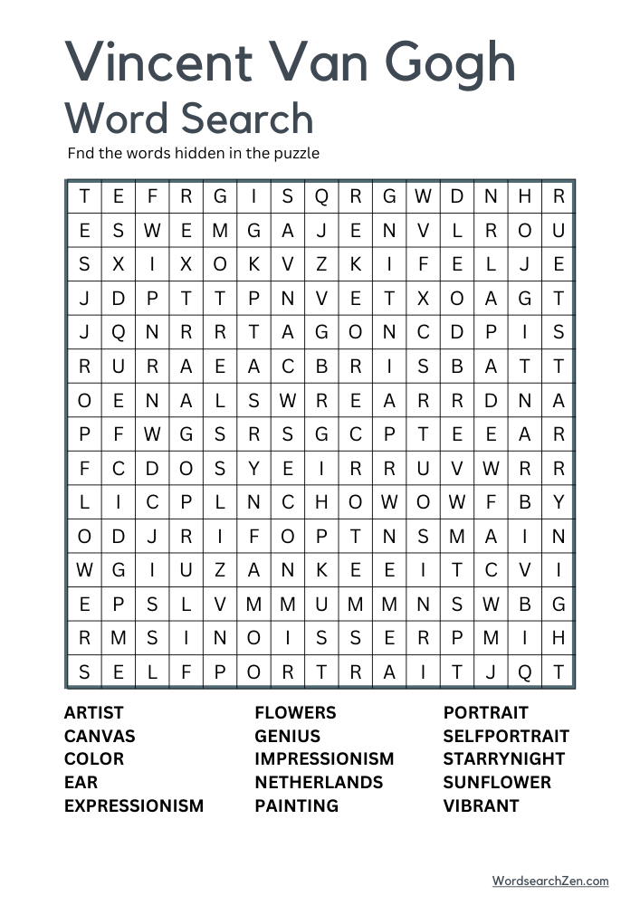 Vincent-Van-Gogh-Word-Search