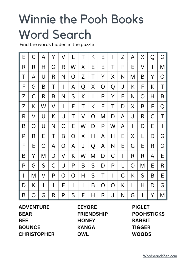 Winnie-The-Pooh-Books-Word-Search