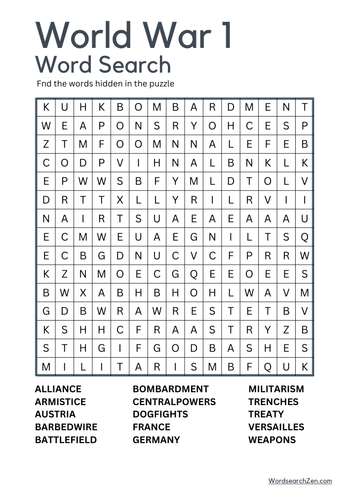 World-War-1-Word-Search