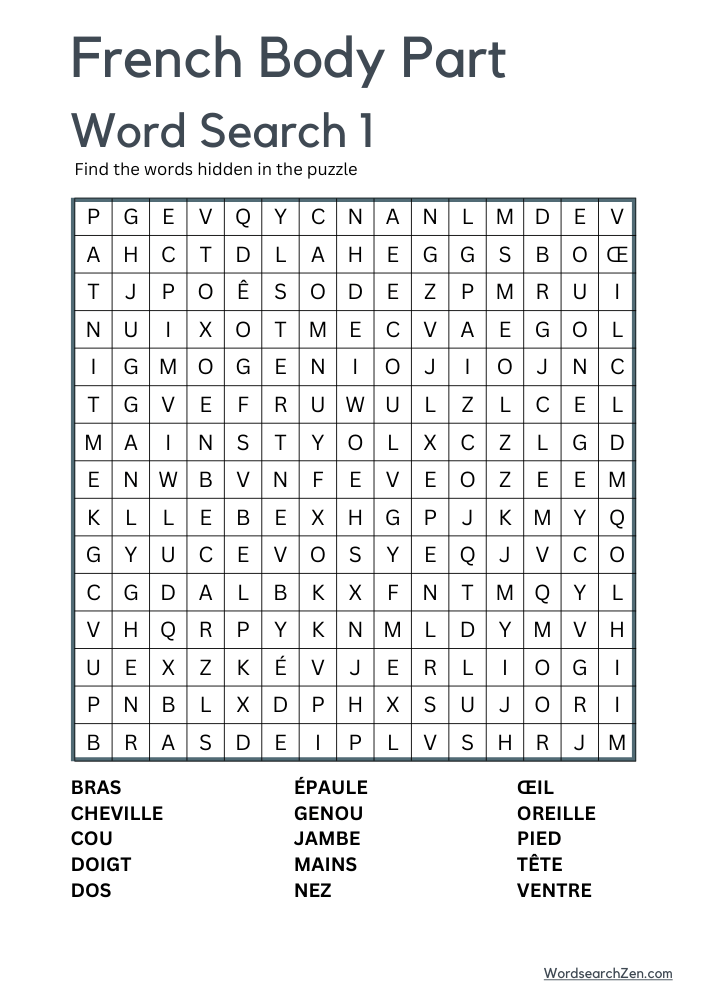 french-body-part -Word-Search-1