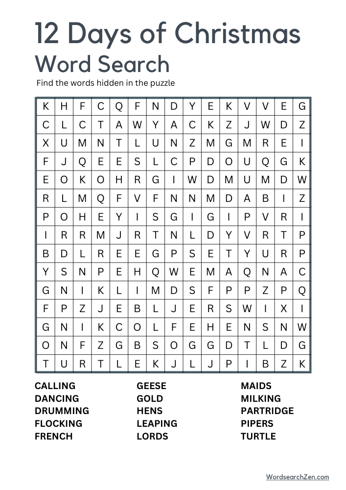 12-Days-Of-Christmas-Word-Search