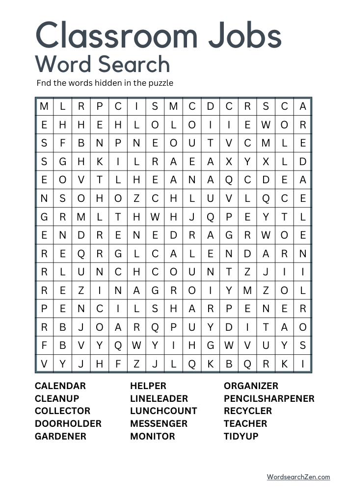 Classroom-Jobs-Word-Search