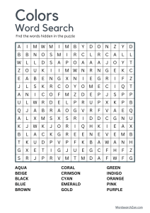 Color Word Search Free Printable PDF File - WordsearchZen.com